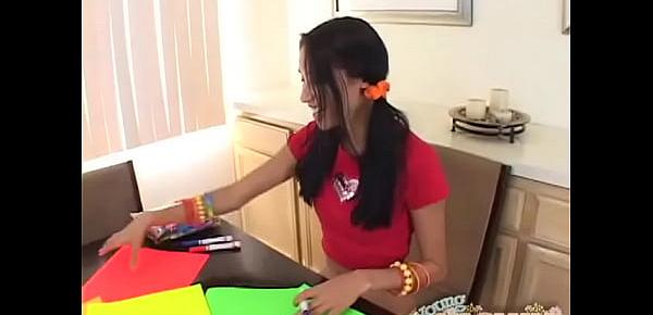  Young Yasmin doing her homework then masturbating for the camera